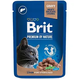 Влажный корм для стерилизованных кошек Brit Premium Cat Pouch печень в соусе 100 г