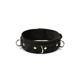 Нашийник з повідцем Liebe Seele Boudoir Amor Collar with Leash Black, три кільця - мініатюра 3
