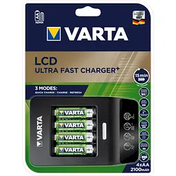 Зарядний пристрій Varta LCD Ultra Fast Plus Charger + 4xAA 2100 mAh (57685101441) - мініатюра 6