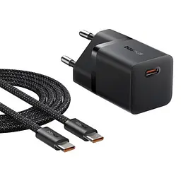 Мережевий зарядний пристрій Baseus GaN5 Fast Charger (mini) 1C 25W EU Cable Type-C to Type-C 1m чорний P10110909113-01 - мініатюра 6