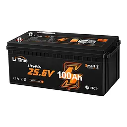 Акумуляторна батарея літій-залізо-фосфатна з Bluetooth 25.6В 100А*год LiFePO4 LiTime L24V100-100-BASIC-BT-8-A160 (44-00535)