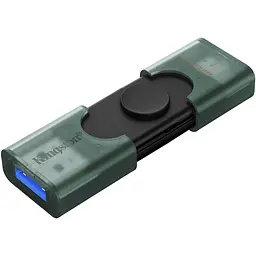 USB Flash Kingston DataTraveler Duo 128GB USB Type-A/ USB Type-C Black/Green, Retail - мініатюра 2