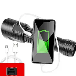 Ручний ліхтар L-12-P70 zoom + PowerBank + microUSB 18650 (3xААА) 5 режимів - мініатюра 3