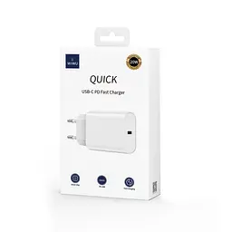 Мережевий зарядний пристрій Wiwu Wi-U001 Type C 20W PD fast charger EU Plug Білий - мініатюра 2