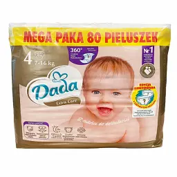 Підгузки Dada Extra Care 4 (7-16 кг), 80 шт з кишенькою від перетікань