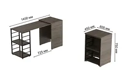Стіл-тумба трансформер Смарт 2/2 Ferrum-decor 750x1450x600 Чорний метал ДСП Дуб Сонома Трюфель 16 мм (FRD-105106) - мініатюра 7