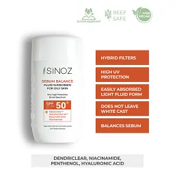 Сонцезахисний флюїд для обличчя Sinoz Sebum Balance для жирної шкіри SPF50+ 50 мл - мініатюра 2