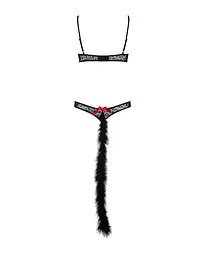Еротичний костюм гепарду Obsessive Gepardina 3 pcs costume L/XL, чорний, хутряне оздоблення, монокін - мініатюра 6