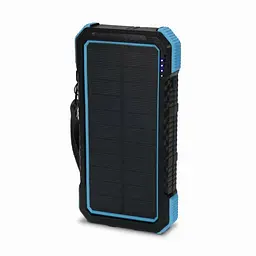 Повербанк з сонячною панеллю 20000mAh Power Bank Kraft TPB-1820SLP Blue бездротова зарядка 18W QC2.0 LED-ліхтар (43-00043) - мініатюра 2