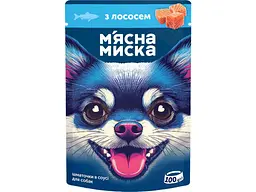 Корм для собак М'ЯСНА МИСКА Пауч 100г шматочки в соусі для собак з лососем