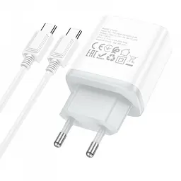 МЗП Hoco C104A PD20W (1USB-C) + кабель Type-C to Type-C White - мініатюра 3