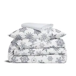 Дитяча постільна білизна в ліжечко SNOWFLAKES, срібло (SnowflakesGrey_White_140)