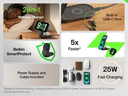 Зарядний пристрій Belkin UltraCharge 2-in-1 Foldable Magnetic Charging 25Вт, чорний (WIZ039KQBK) - мініатюра 5