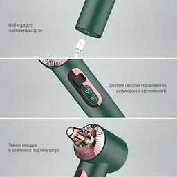 Очищувач шкіри та пор AIMED Vision Pore Cleaner Hot&Cold вакуумний з камерою зелений - мініатюра 4