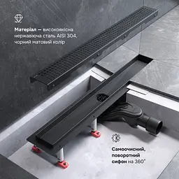 Трап для душу лінійний AM.PM Masterflow Cut Gradient 600 мм, універсальний затвор, чорний (W01SC-P11-060-01BM) - мініатюра 4
