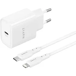 Зарядний пристрій HAVIT ST935 20W USB-C з кабелем USB-C - Lightning (HV-ST935-WH) - мініатюра 4