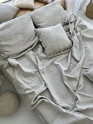 Покривало Zeintex Greece вафельне бавовняне сіро-бежеве 230х320 см