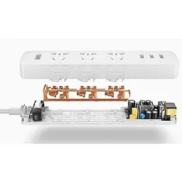 Подовжувач фільтр Xiaomi Mi Power Strip 3 USB 15 W універсальні розетки - мініатюра 4