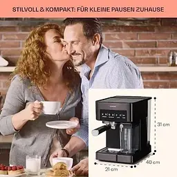 Кавоварка Klarstein Arabica Comfort 1350 W 20 бар (10041523) Чорний - мініатюра 8