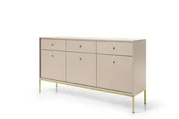 Комод Perfect Home Моно / Mono 3-дверний з 3 шухлядами і золотими ніжками MKSZ154 Беж пісочний (PFH-091207) - мініатюра 5