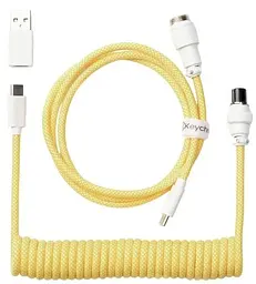 Кабель Keychron USB-A/USB-C USB-C заряджання/синхронізації Keychron, 1.36м, Type-C, Coiled Aviator, жовтий (CAB16_KEYCHRON)
