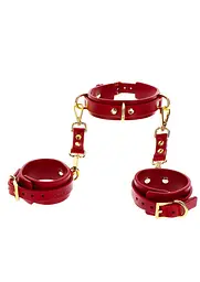 BDSM набір Taboom D-Ring Collar and Wrist Cuffs (червоний)
