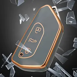 Чохол ключа Volkswagen Golf 8 (2020–2021 рр.) чорний+золота окантовка TPU - мініатюра 2
