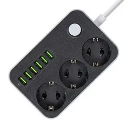 Мережевий фільтр живлення ColorWay CW-CHЕ36B, 3 розетки/6USB Black 1.8M (CW-CHE36B) - мініатюра 4