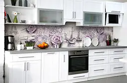 Вініловий кухонний фартух 3Д Троянди наклейка ПВХ квіти Абстракція Фіолетовий 60х250 см Happy Pocket Z181462 - мініатюра 5