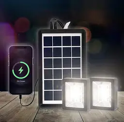 Портативна сонячна система EP-05 3 в 1 6v3 W, LED лампи х2, powerbank - мініатюра 5