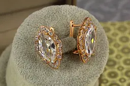 Сережки Xuping Jewelry Великий Маркіз 2,6 см золотисті - мініатюра 3