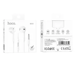 Навушники Hoco M101 Crystal joy wire-controlled earphones with microphone White - мініатюра 3
