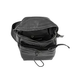 Маленька сумочка-слінг чоловіча шкіряна TDING BAG 2072A чорна - мініатюра 2