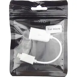 Кабель Toto TKZ-01 OTG cable micro USB 0.16m White - мініатюра 2