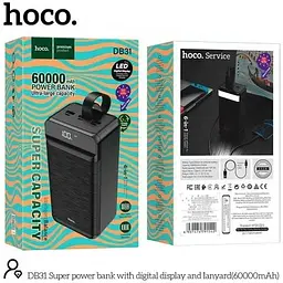 Портативна батарея Hoco Super DB31 60000mAh + Lightning роз'єм та ремінець чорна - мініатюра 9