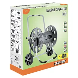 Візок для поливального шланга Claber Gemini 8894 (1/2" - 130 м) - мініатюра 2