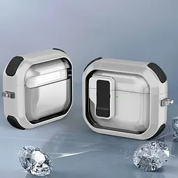 Футляр протиударний Locking Button для навушників Airpods 4 White - мініатюра 4
