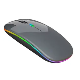 Мишка безшумна комп'ютерна, бездротова Macarone Bluetooth, USB, що перезаряджається, Сіра 