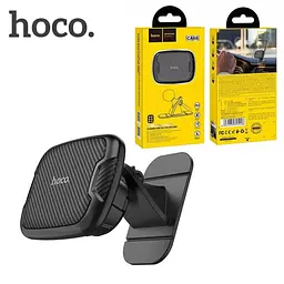 Автотримач для телефону магнітний HOCO CA66 на скотчі + кріплення кабелю Black-Carbon