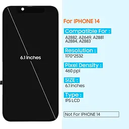 Заміна екрану ARSSLY для iPhone 14 РК-дисплей для iPhone A2649, A2881, A2884 - мініатюра 3