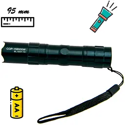 Маленький ліхтарик BL-5001-10 Чорний, мініліхтарик світлодіодний ручний на батарейках | ліхтарик ручний (ST)