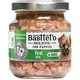 Вологий корм для цуценят Basttet'o Holistic Шматочки філе телятини в соусі, скло, 130 г