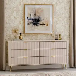 Комод Perfect Home Ланте / Lante з 6 шухлядами і золотими ніжками 6S/163 Беж (PFH-091105) - мініатюра 8