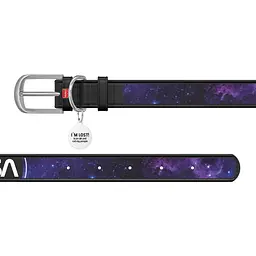 Нашийник для собак Waudog Design NASA21, шкіряний, з QR паспортом, M, 30-39х2 см, чорний - мініатюра 3