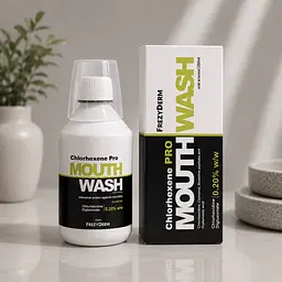 Ополіскувач для ротової порожнини FrezyDerm Chlorhexene Pro від бактеріального зубного нальоту та захист ясен 250 мл