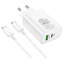 Зарядний пристрій Borofone BN10 PD 65W + QC3.0 (1Type-C/1USB) Білий - мініатюра 3