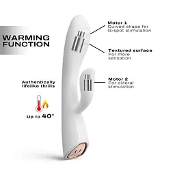 Вібратор-кролик з підігрівом Dorcel FLEXI RABBIT WHITE, гнучкий стовбур - миниатюра 2