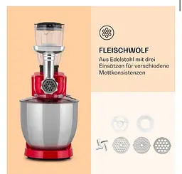 Кухонний комбайн 3в1 Klarstein Renata Rossa 2000 Вт (10040499) - мініатюра 7