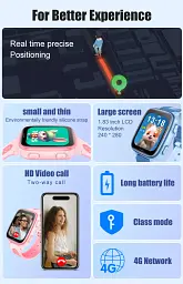 Смарт годинник-телефон дитячі Wonlex CT23 з відеодзвінком WI-FI GPS SIM-карта Pink (18355) - мініатюра 4