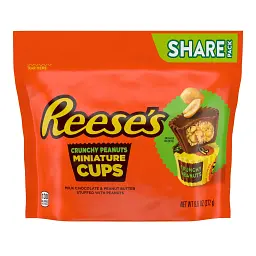 Цукерки Reese's Milk Chocolate Peanut Butter Stuffed With Peanuts Crunchy Miniature Cups 272 г